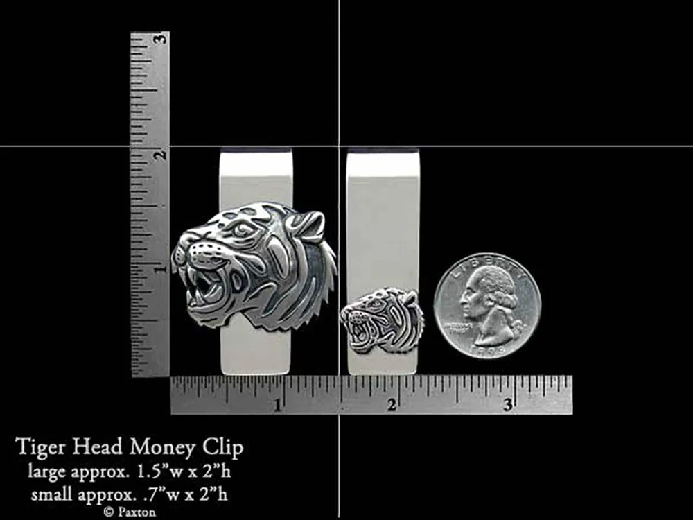 Tiger Head Money Clip Sterling Silver