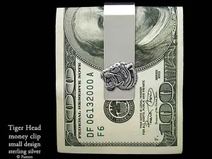 Tiger Head Money Clip Sterling Silver