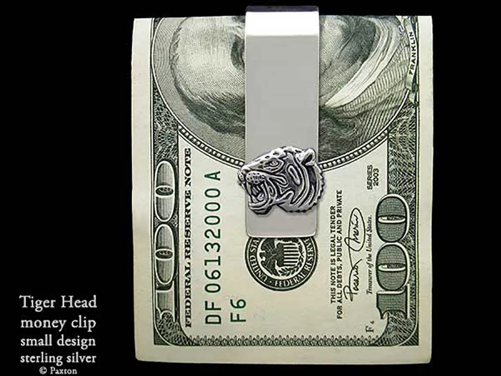 Tiger Head Money Clip Sterling Silver
