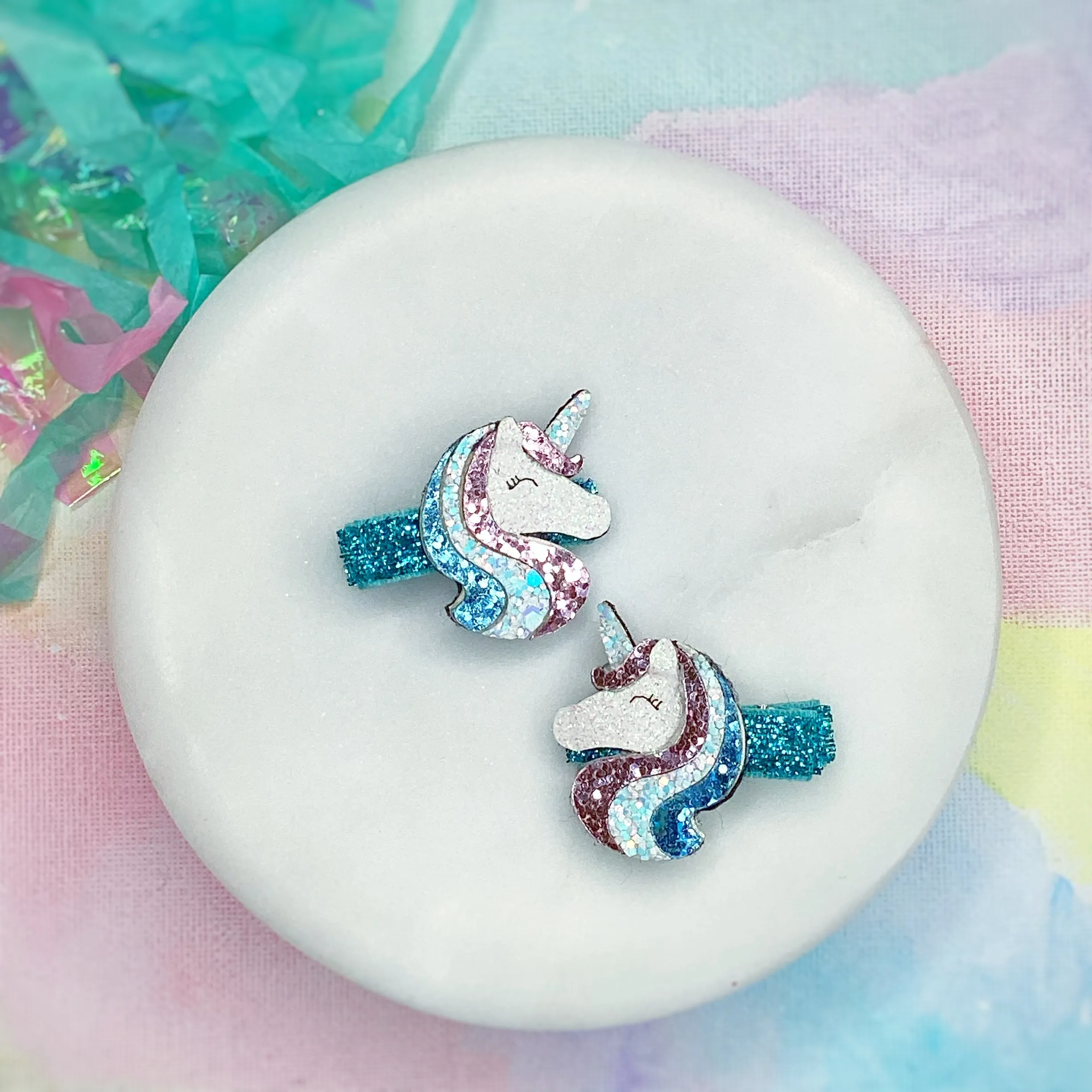 Tiny Magical Unicorns Micro Pigtail Clips