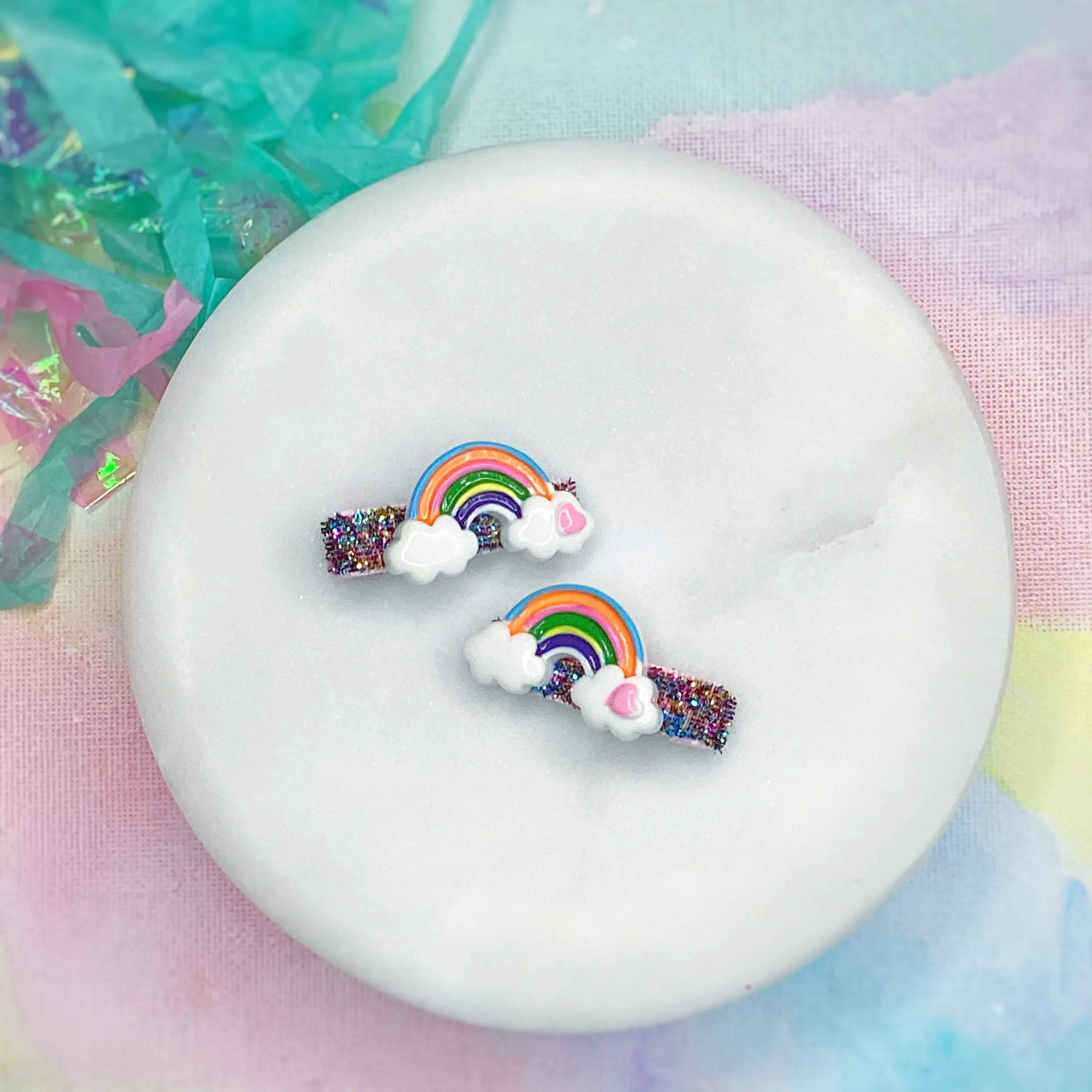 Tiny Rainbow Micro Pigtail Clips