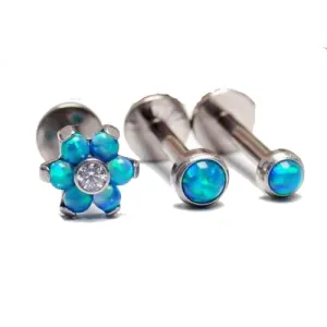 Titanium Peacock Blue Opal Triple Helix Set