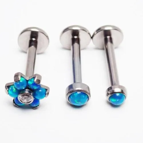 Titanium Peacock Blue Opal Triple Helix Set