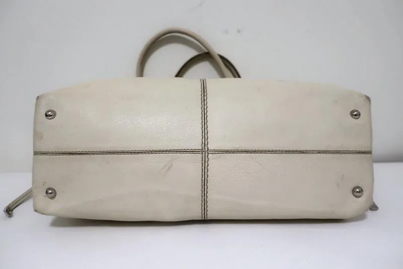 Tod's D-Bag Media Tote Cream Leather Large Shoulder Bag