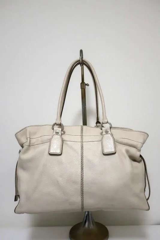 Tod's D-Bag Media Tote Cream Leather Large Shoulder Bag
