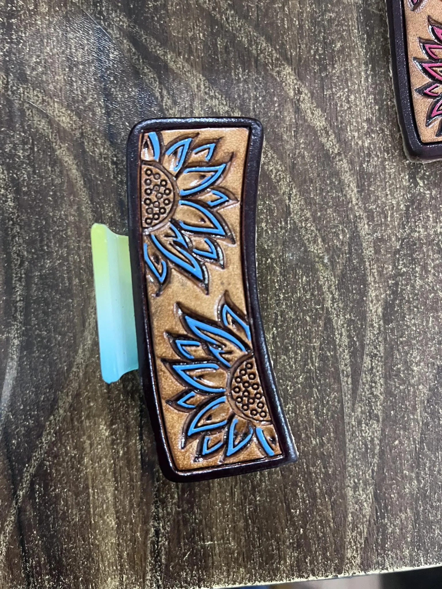 TOOLED LEATHER HAIR CLIP