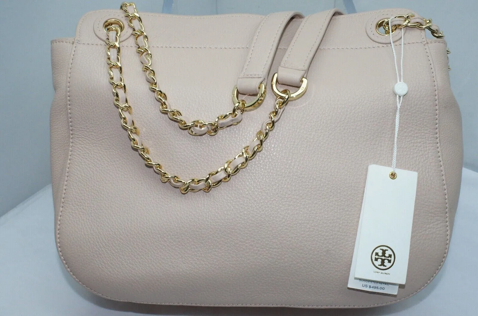 Tory Burch Beige Quilted Shoulder Bag Leather Crossbody Tori Handbag New