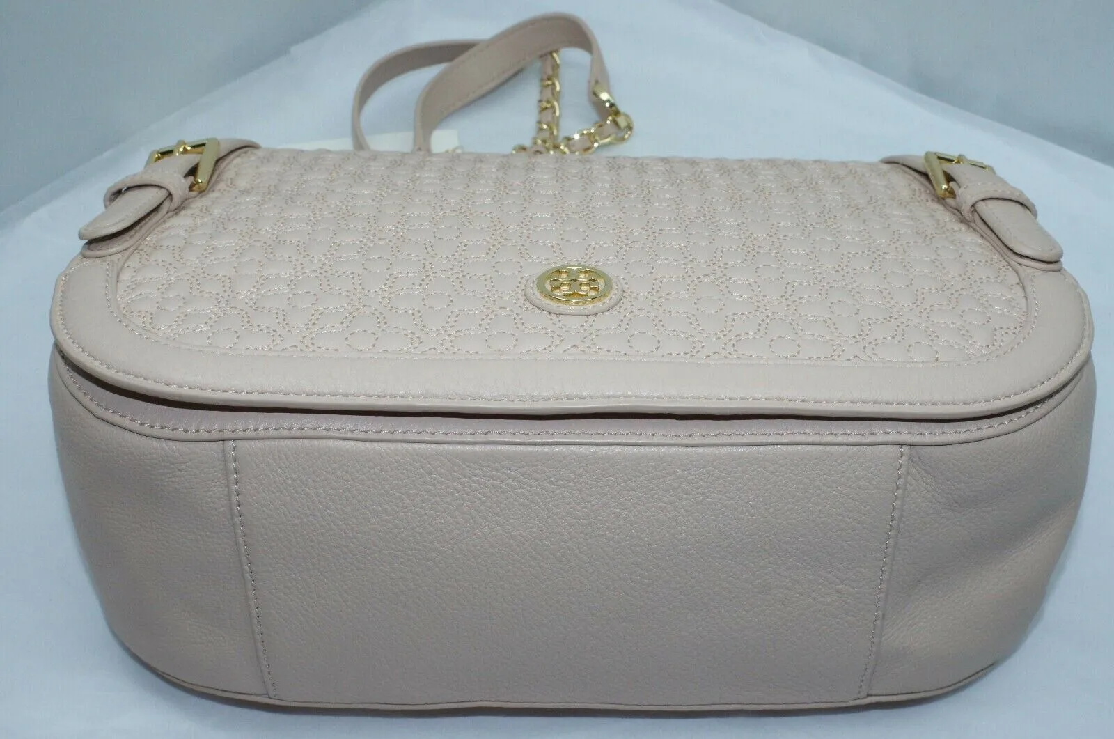 Tory Burch Beige Quilted Shoulder Bag Leather Crossbody Tori Handbag New