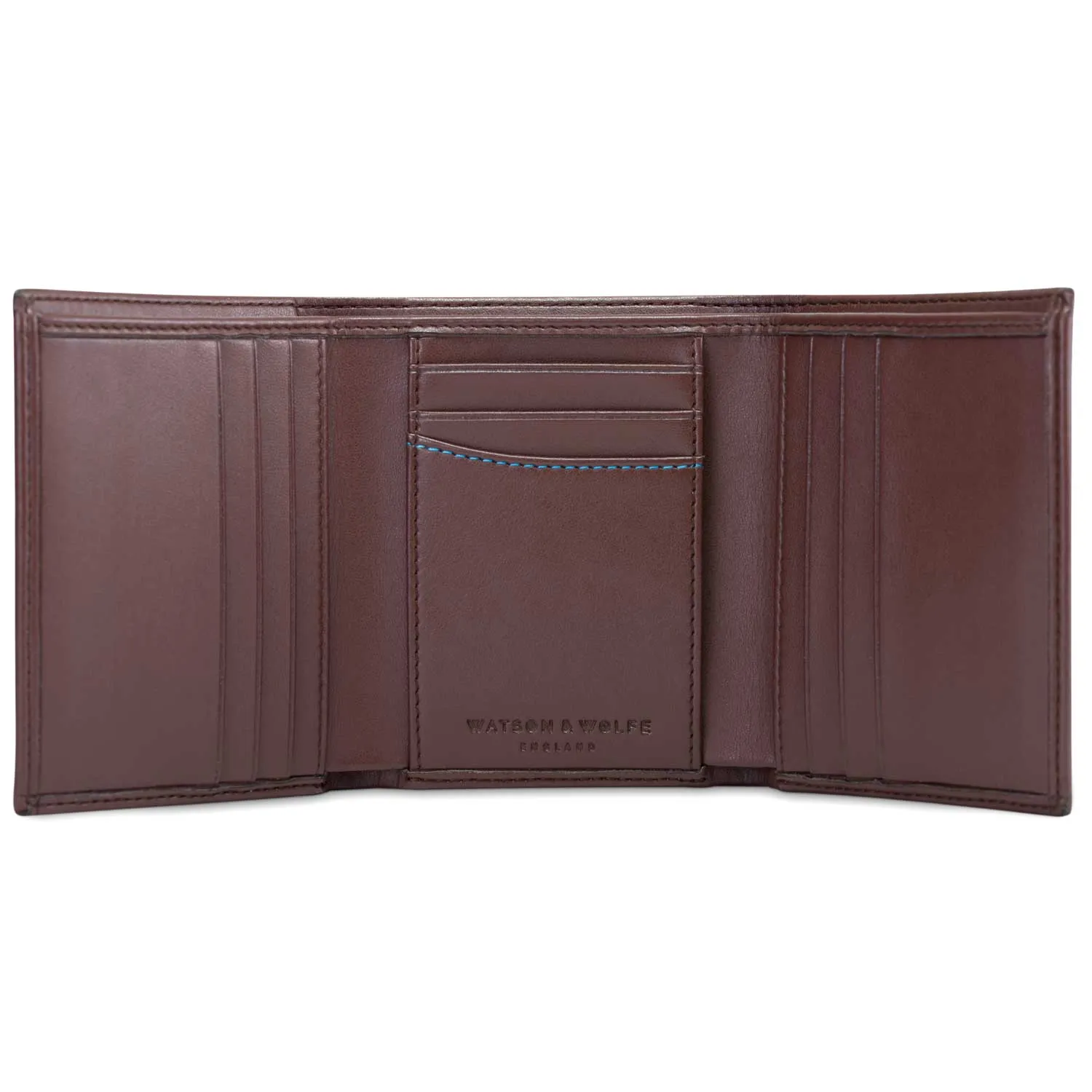 Trifold Vegan Leather RFID Protective Wallet for Key Belt Chain | Chestnut Brown