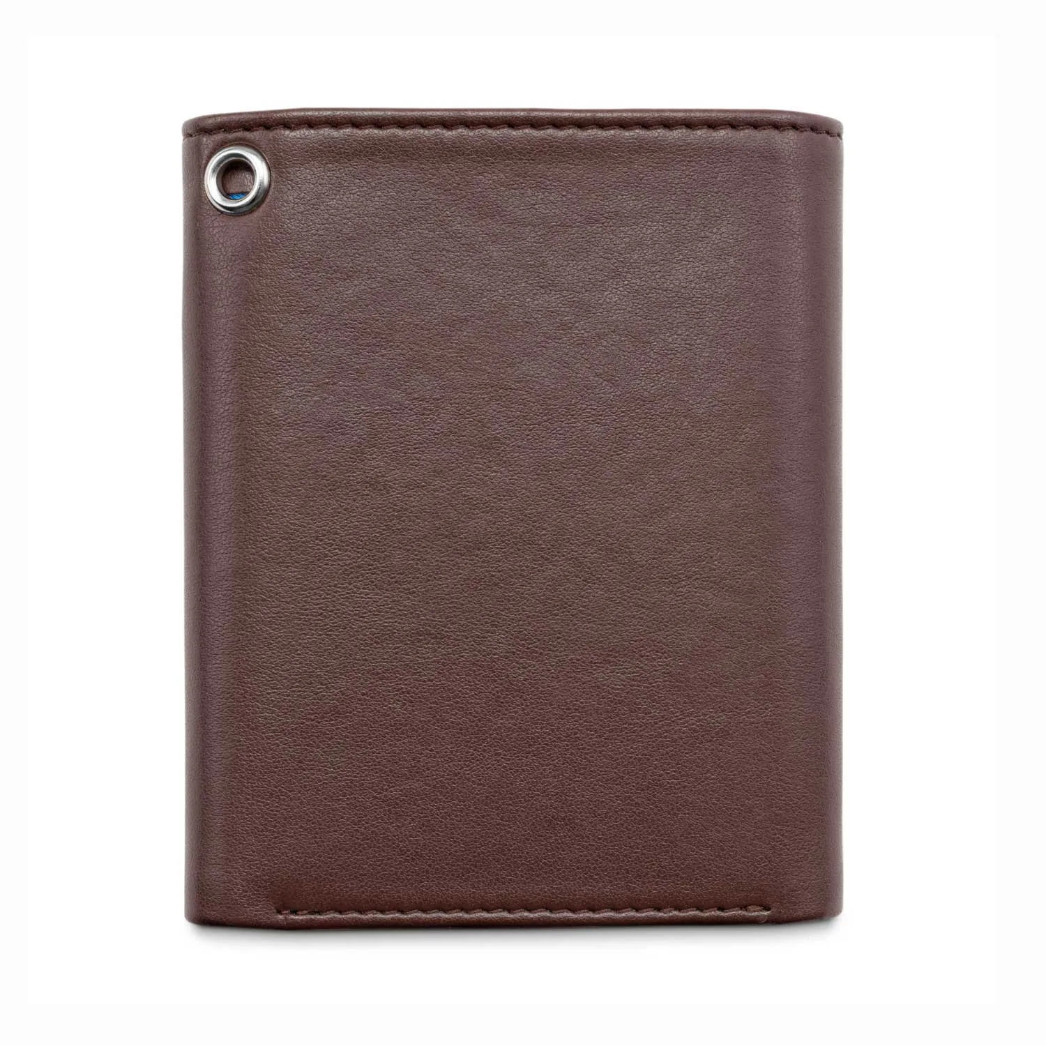 Trifold Vegan Leather RFID Protective Wallet for Key Belt Chain | Chestnut Brown