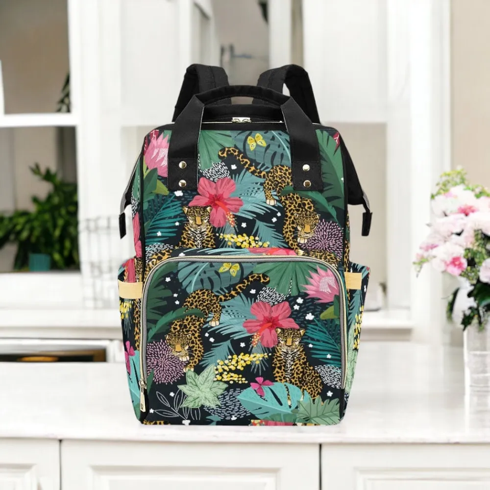 Tropical Tiger Green Diaper Bag Backpack, Baby Gift Diaper Bag Backpack, Nappy Bag Mummy Bag boho Personalized Baby Shower Gift