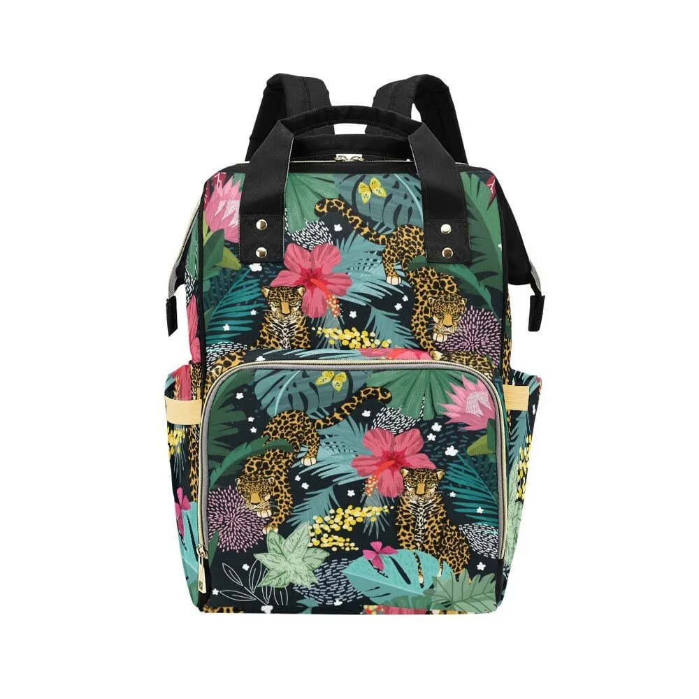 Tropical Tiger Green Diaper Bag Backpack, Baby Gift Diaper Bag Backpack, Nappy Bag Mummy Bag boho Personalized Baby Shower Gift