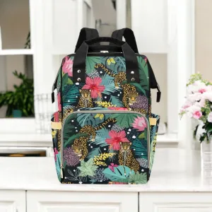 Tropical Tiger Green Diaper Bag Backpack, Baby Gift Diaper Bag Backpack, Nappy Bag Mummy Bag boho Personalized Baby Shower Gift