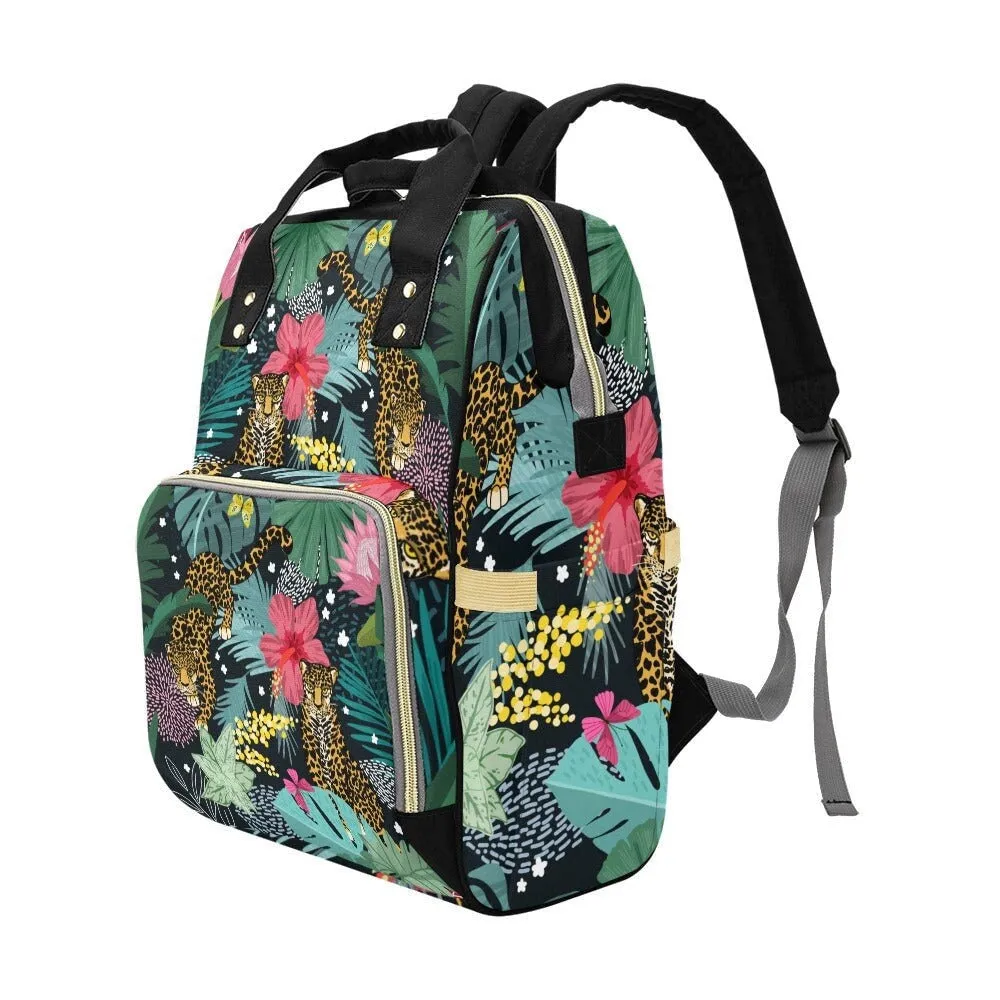 Tropical Tiger Green Diaper Bag Backpack, Baby Gift Diaper Bag Backpack, Nappy Bag Mummy Bag boho Personalized Baby Shower Gift