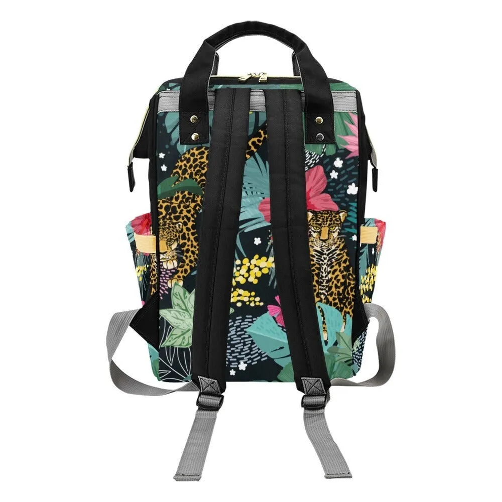 Tropical Tiger Green Diaper Bag Backpack, Baby Gift Diaper Bag Backpack, Nappy Bag Mummy Bag boho Personalized Baby Shower Gift