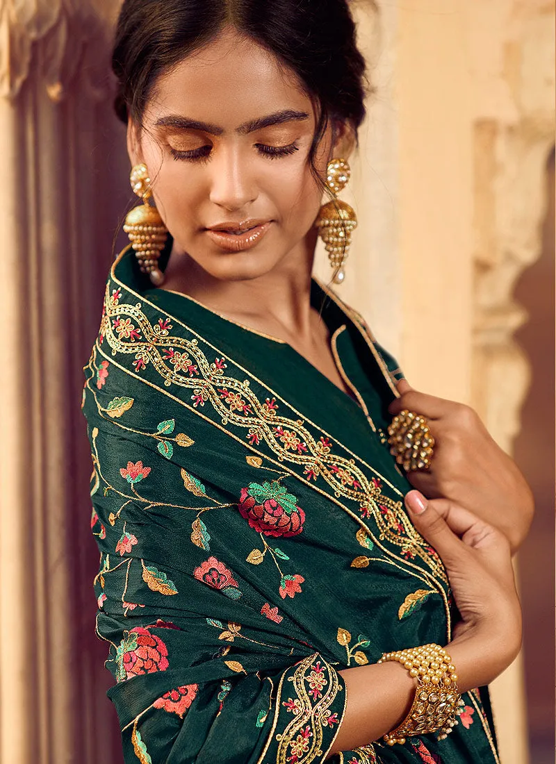 Turquoise Multi Embroidered Gharara Suit
