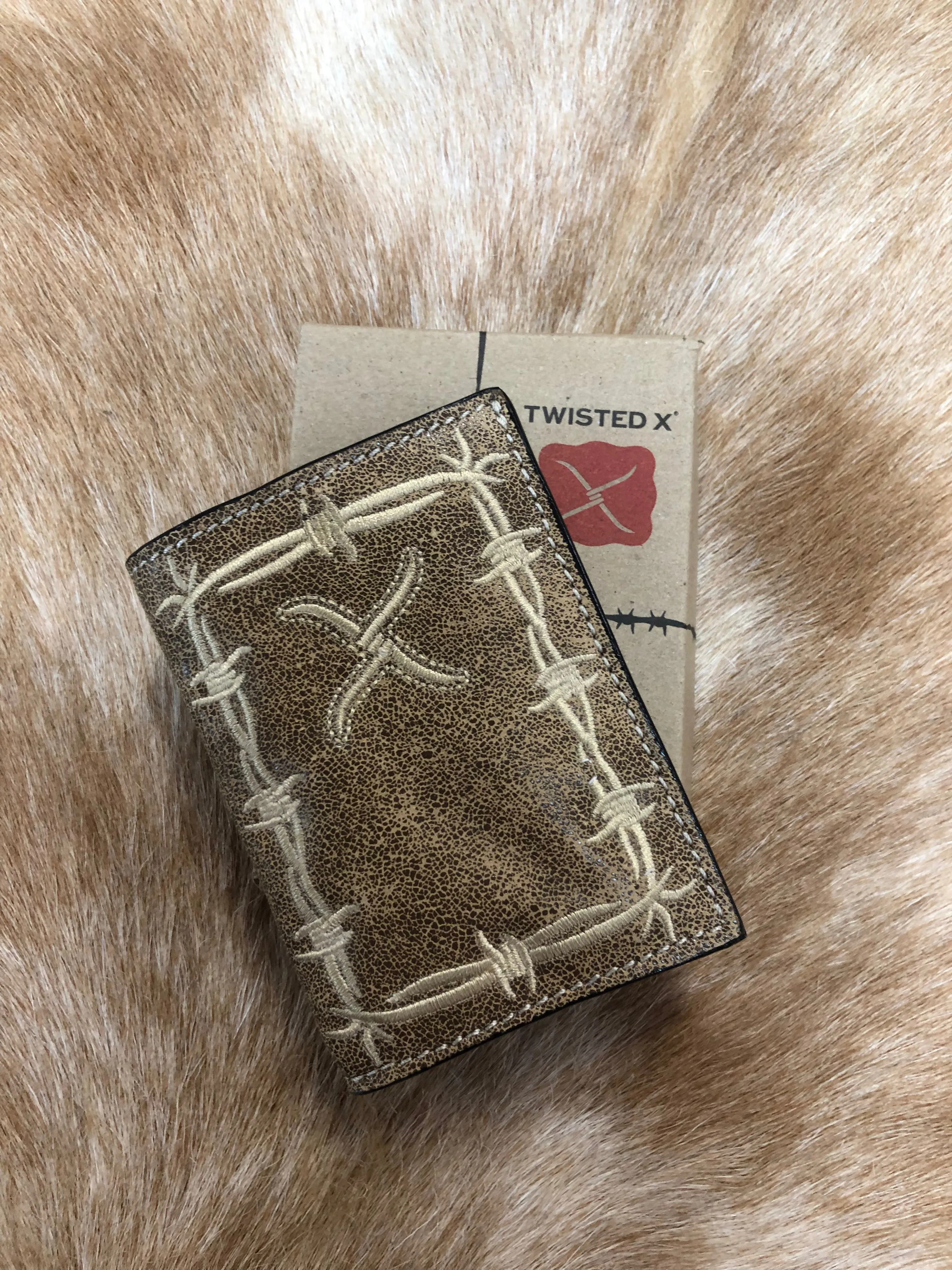 Twisted X Barbed Wire Trim Trifold Wallet