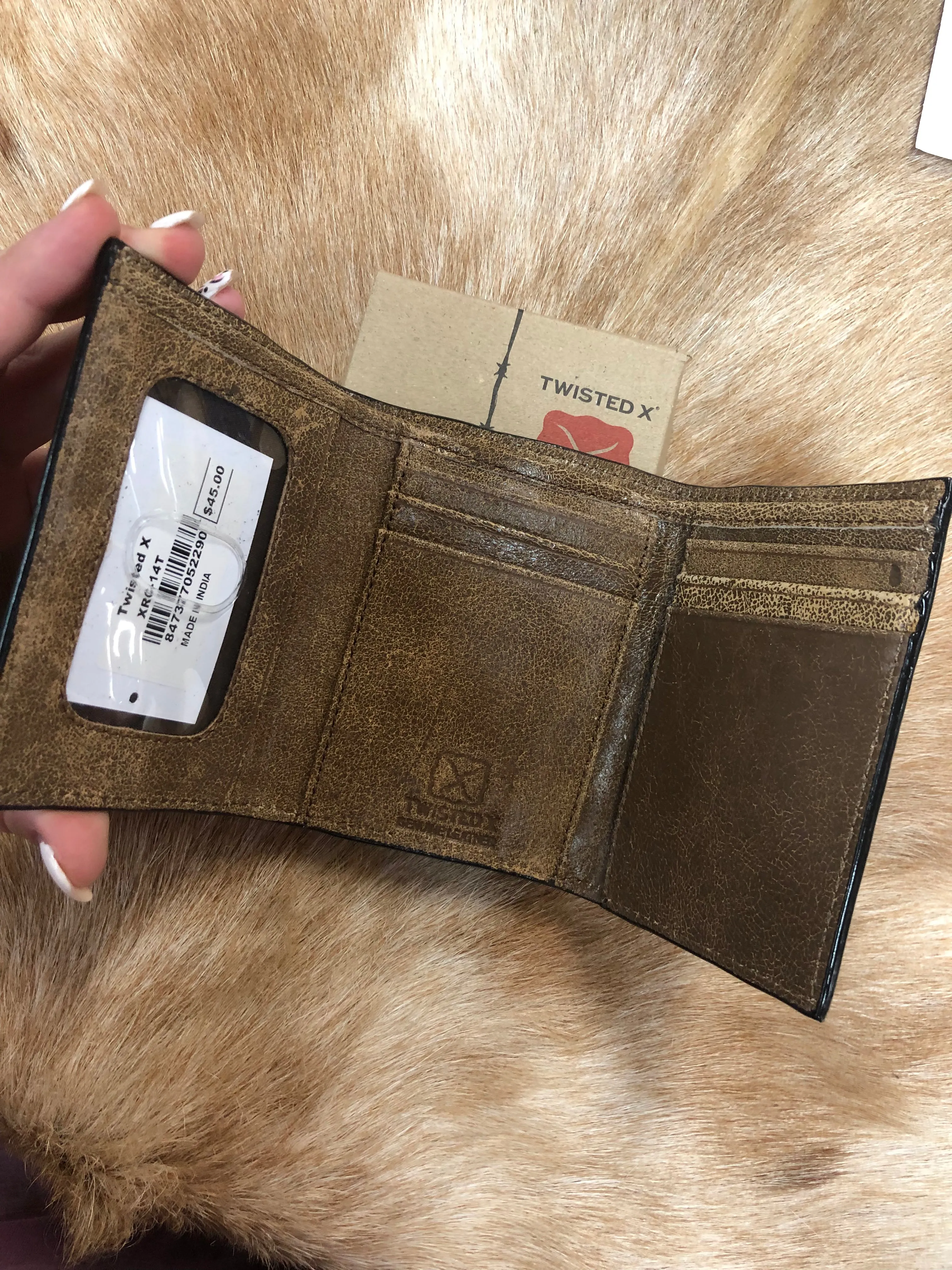 Twisted X Barbed Wire Trim Trifold Wallet