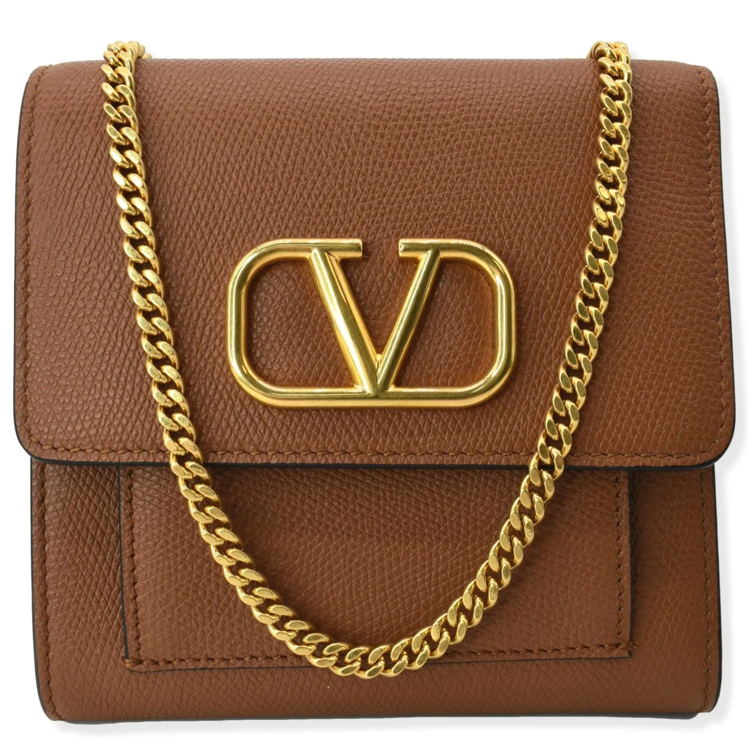 VALENTINO  Garavani Vsling Mini Leather Shoulder Bag Brown