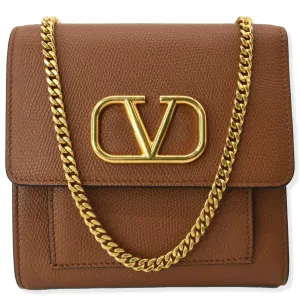 VALENTINO  Garavani Vsling Mini Leather Shoulder Bag Brown