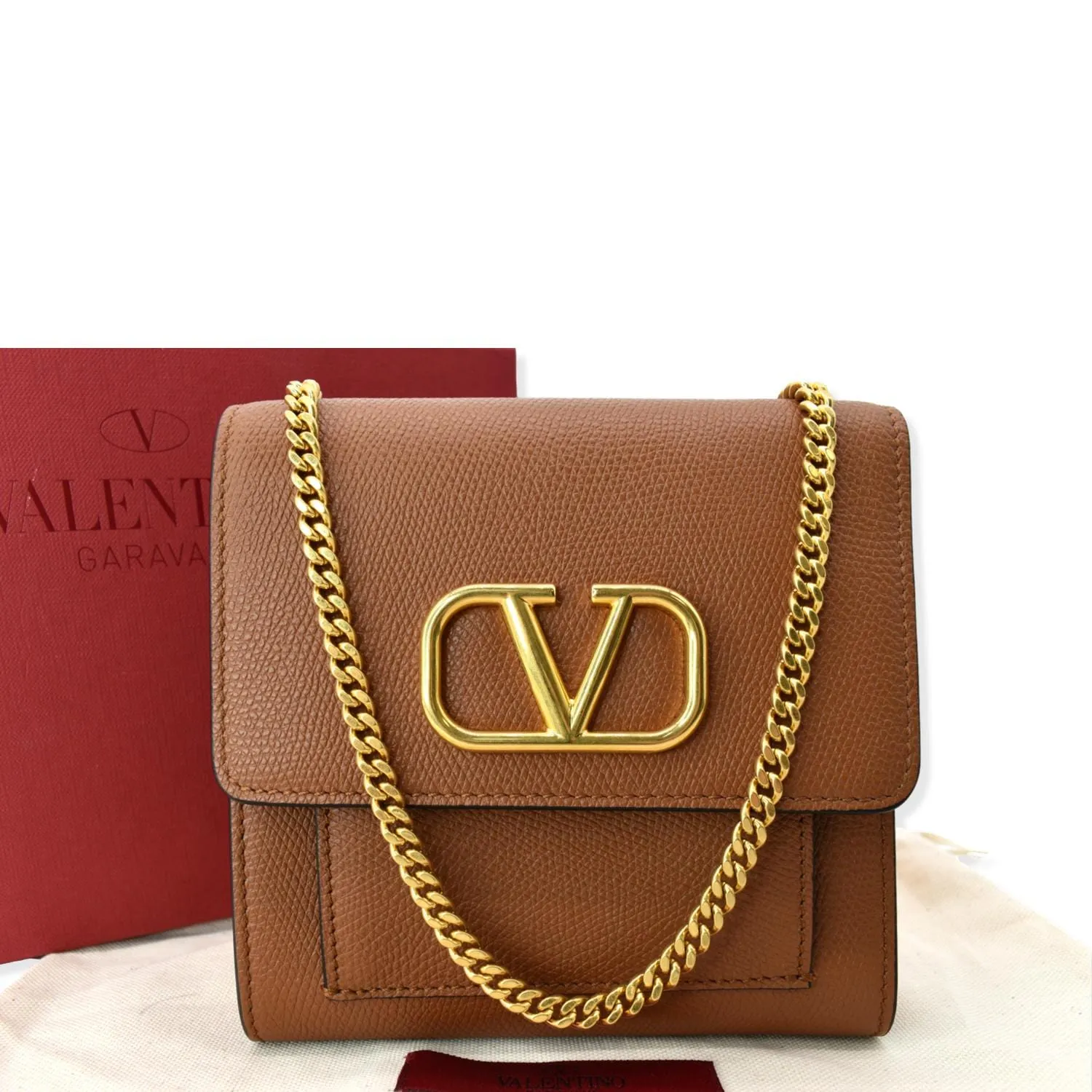VALENTINO  Garavani Vsling Mini Leather Shoulder Bag Brown