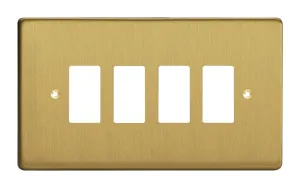 Varilight 4-Gang Grid Plate (Twin Plate) Brushed Brass XDBPG4-P