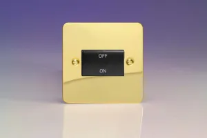 Varilight Ultra Flat Plate Polished Brass Fan Isolator Switch Black Insert XFVFIB