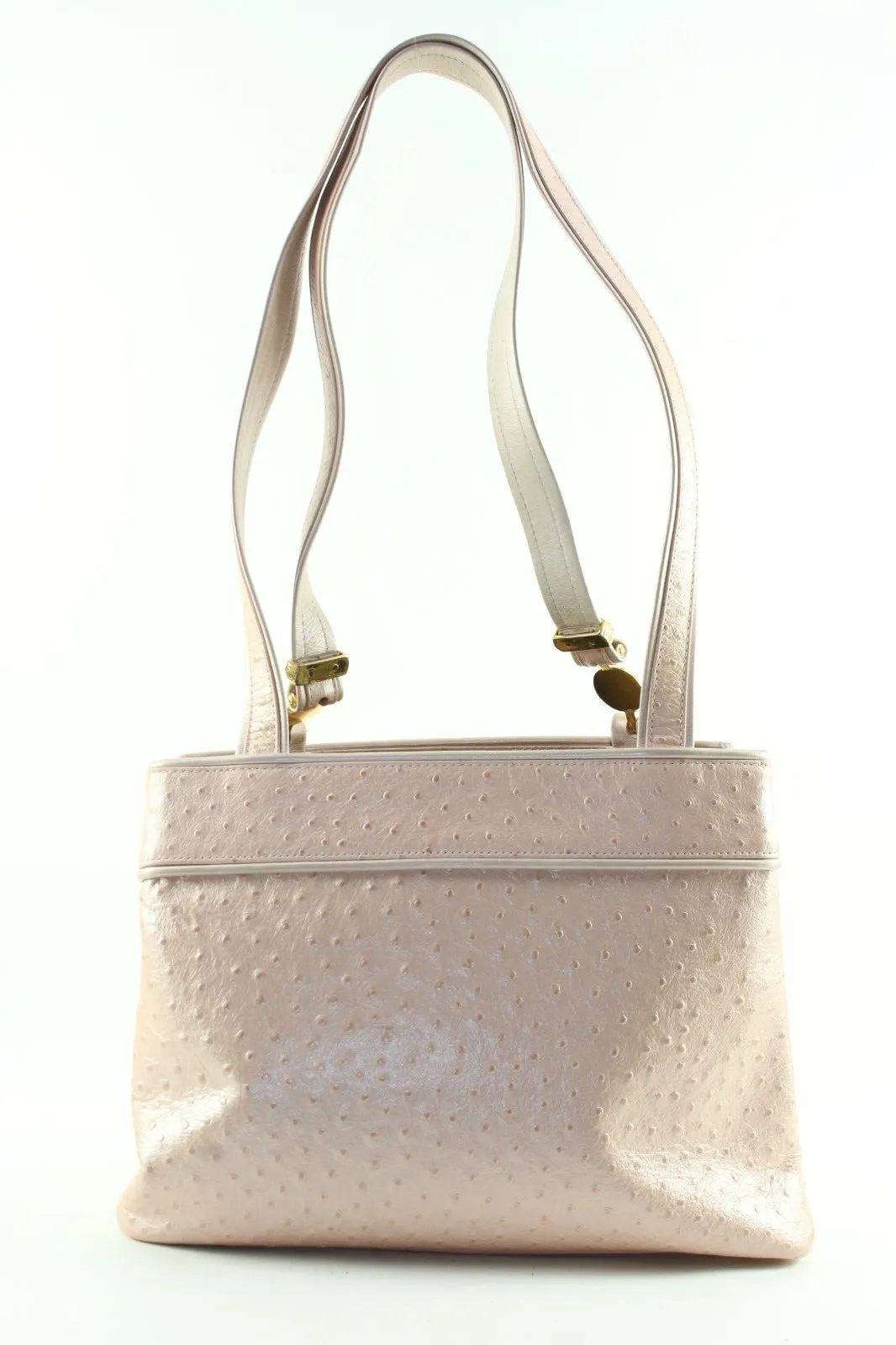 VERSACE Pearlescent Pink Ostrich Leather Shoulder Bag 5VER1219K