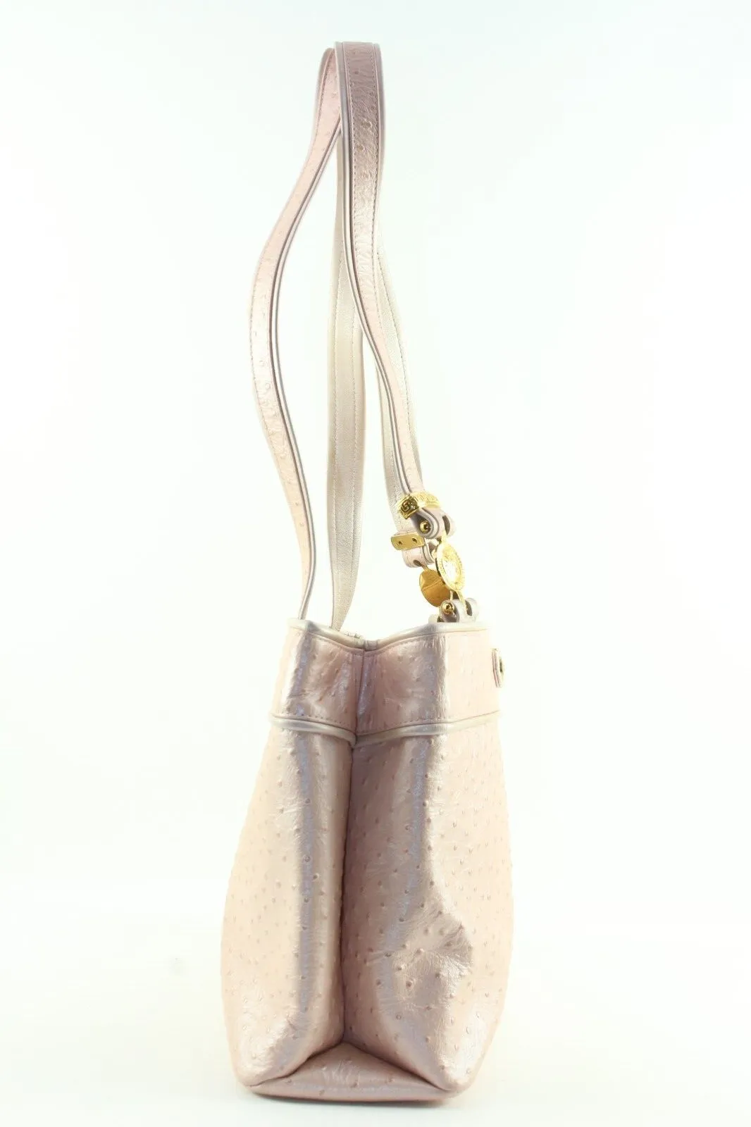 VERSACE Pearlescent Pink Ostrich Leather Shoulder Bag 5VER1219K