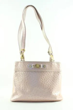 VERSACE Pearlescent Pink Ostrich Leather Shoulder Bag 5VER1219K