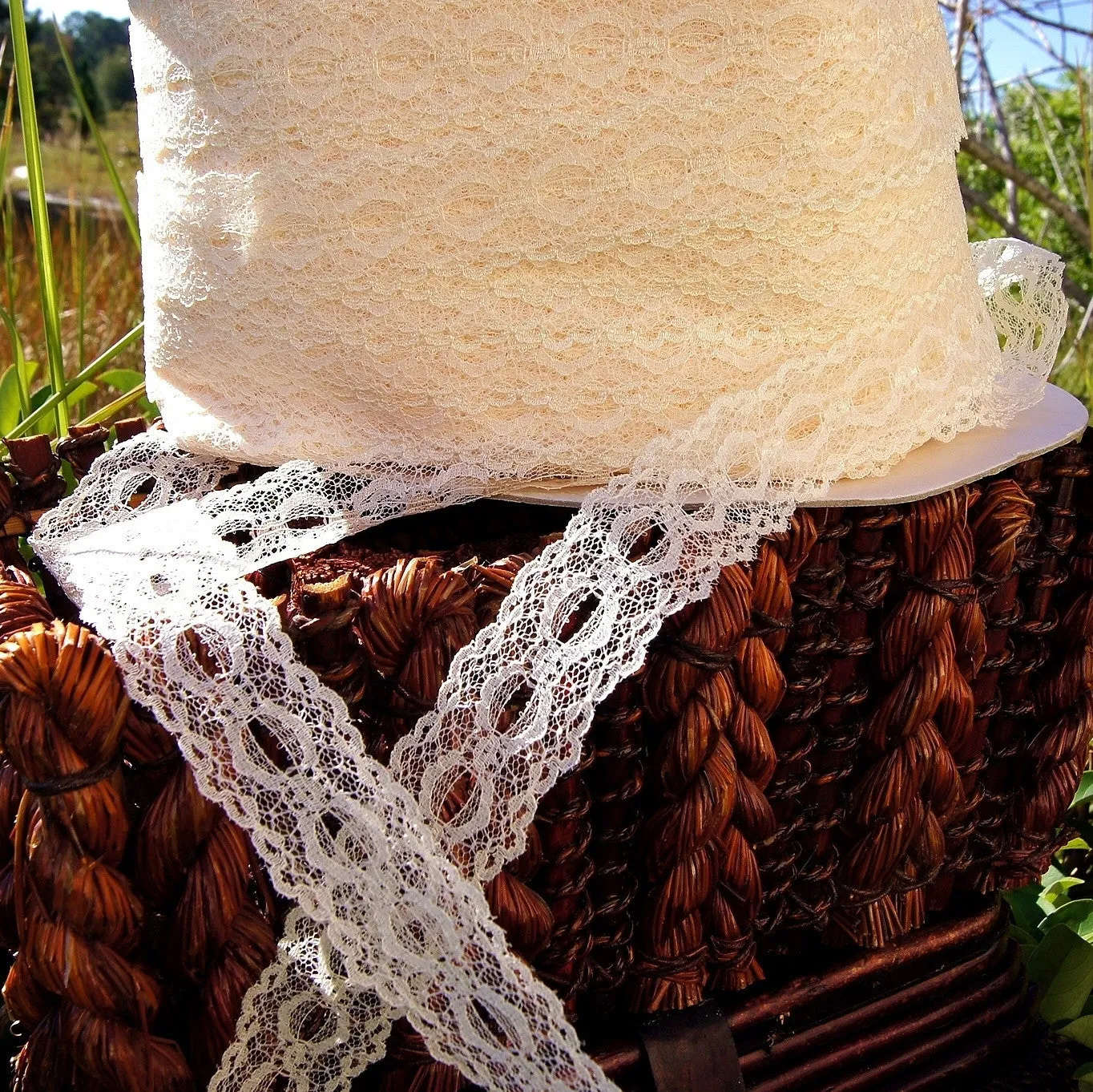 Vintage Cream Stiff Galloon Beading Lace Trim 1¼" wide