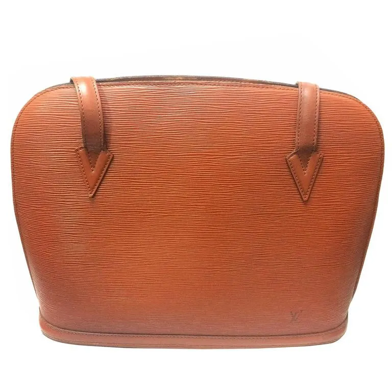 Vintage Louis Vuitton brown epi shoulder tote bag. Perfect vintage LV purse for daily use.