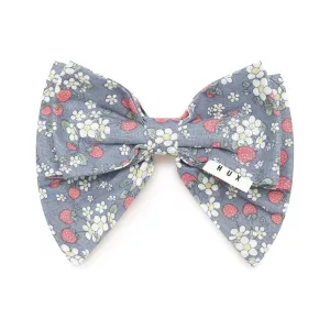 Vintage Strawberry Hair Bow Dusty Blue