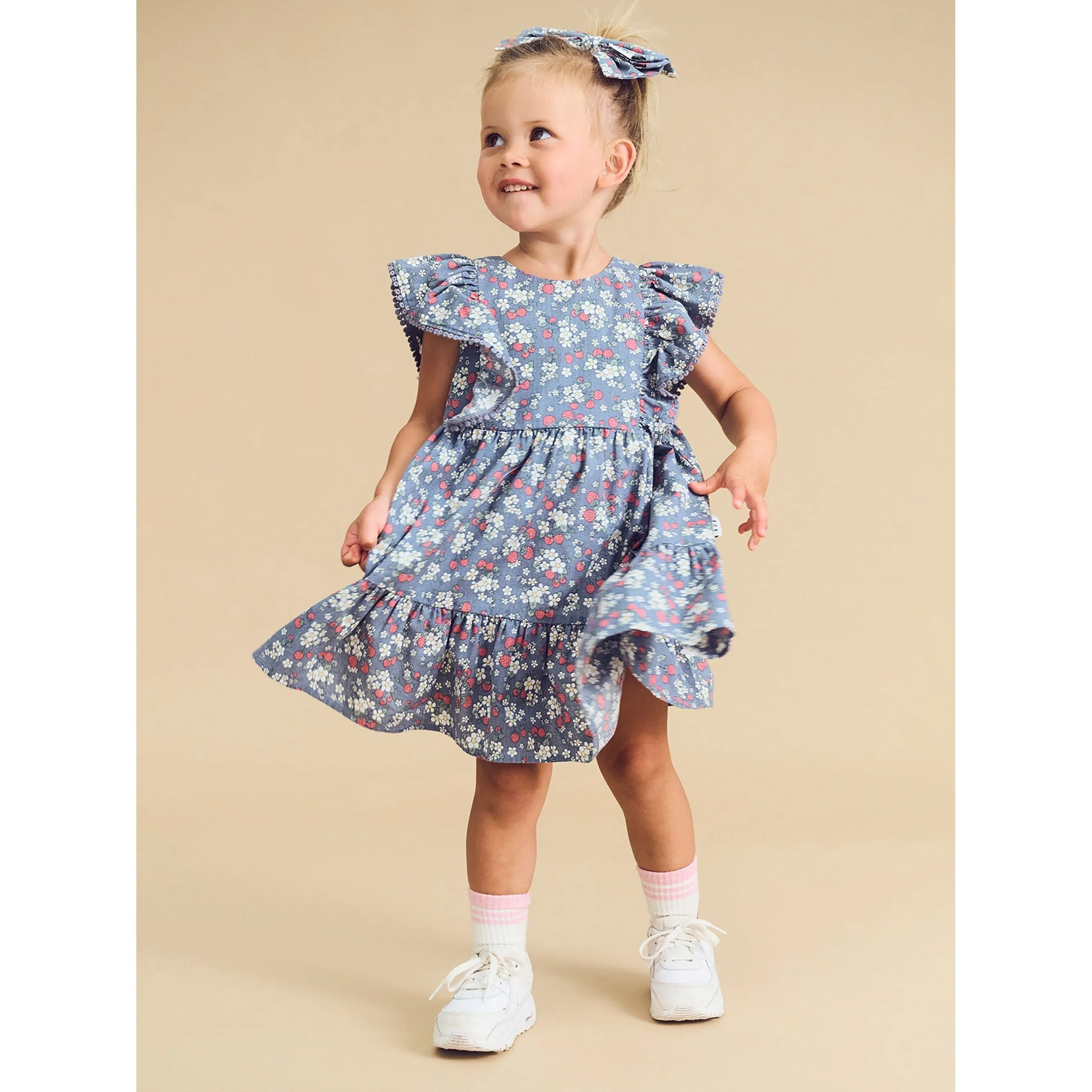 Vintage Strawberry Hair Bow Dusty Blue