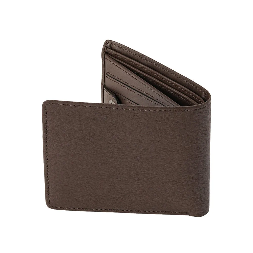 VOLCOM SINGLE STONE LEATHER WALLET - DARK BROWN