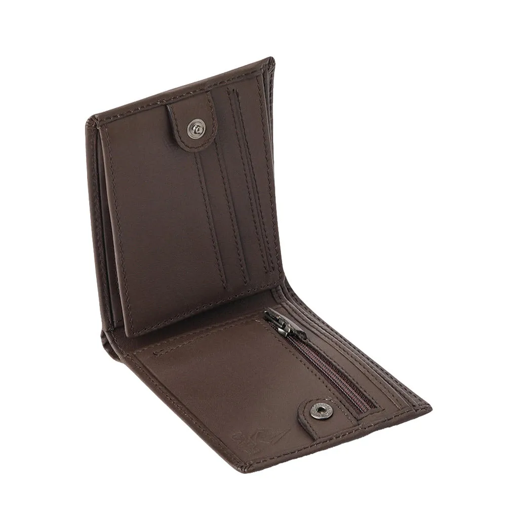 VOLCOM SINGLE STONE LEATHER WALLET - DARK BROWN