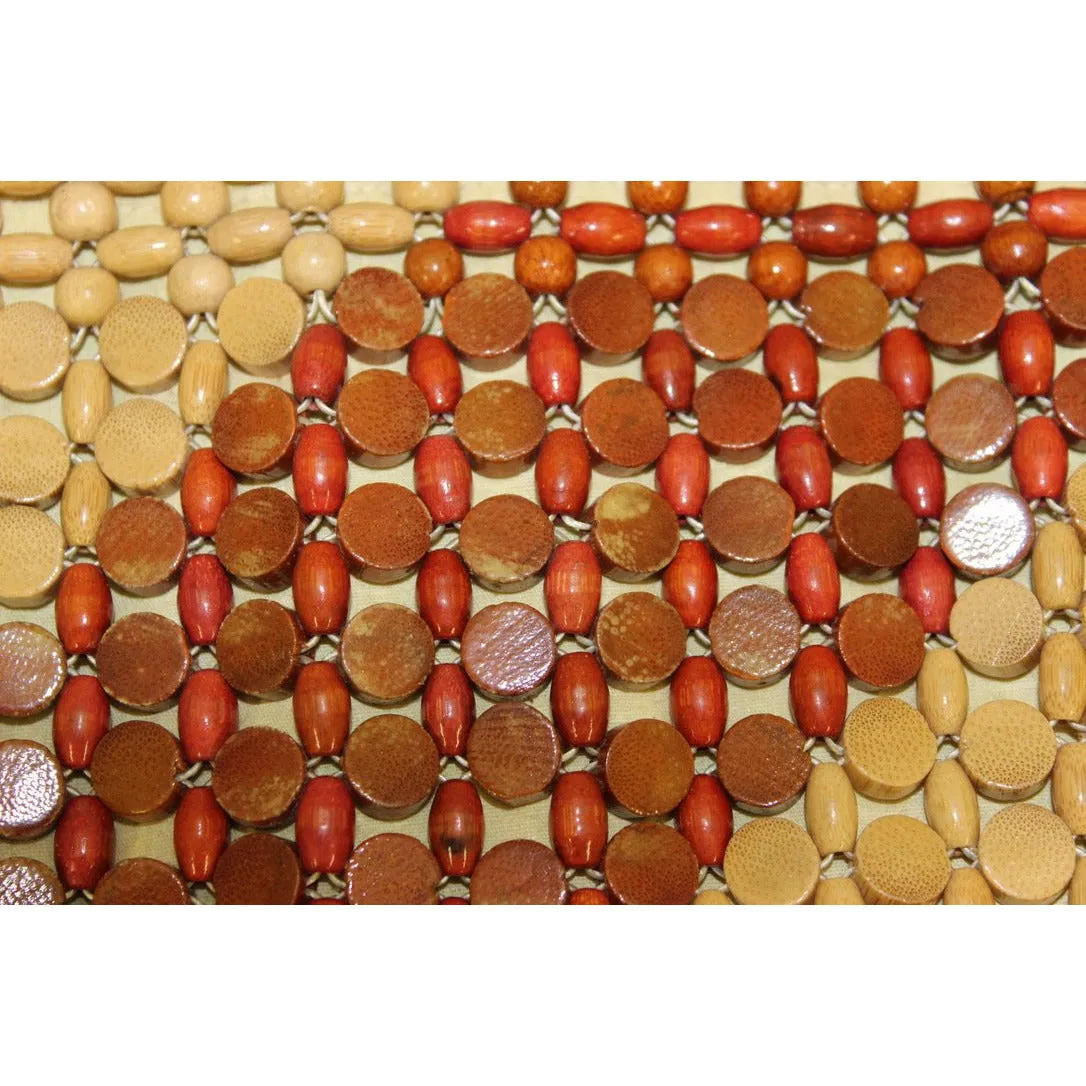 Vtg Wood Bead Clutch Bag 1970s Tan, Brown, Rust