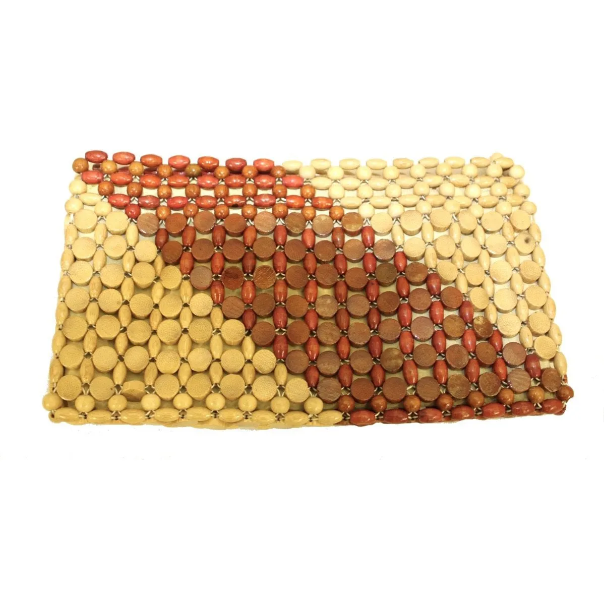 Vtg Wood Bead Clutch Bag 1970s Tan, Brown, Rust