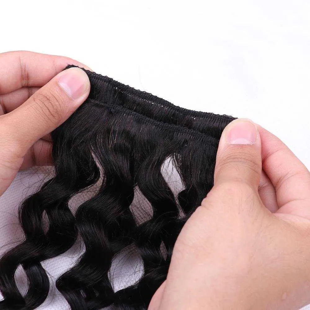 Water Wave Clip In Hair Extensions Human Hair