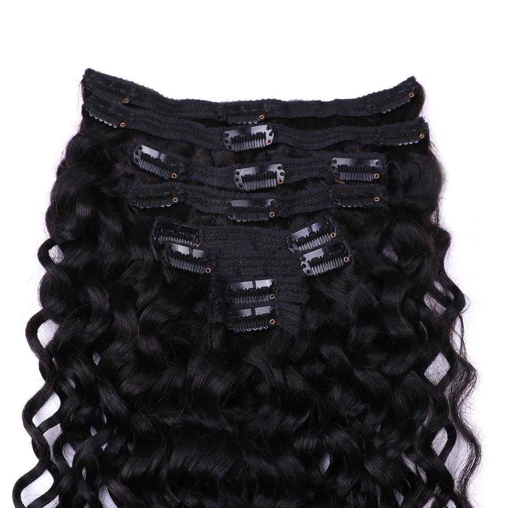 Water Wave Clip In Hair Extensions Human Hair