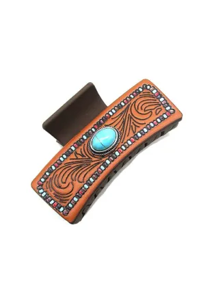 Western Style Hair Claw - Turquoise Stone