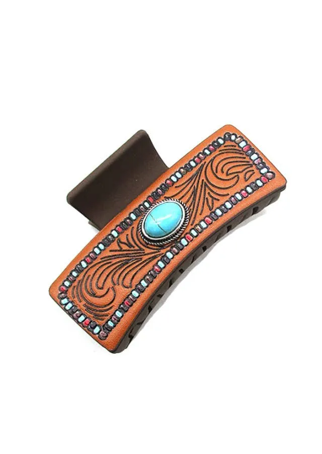 Western Style Hair Claw - Turquoise Stone