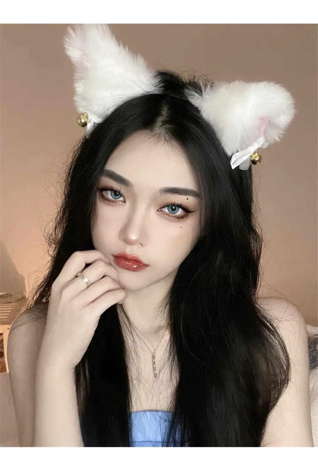 White Fluffy Ears Headband