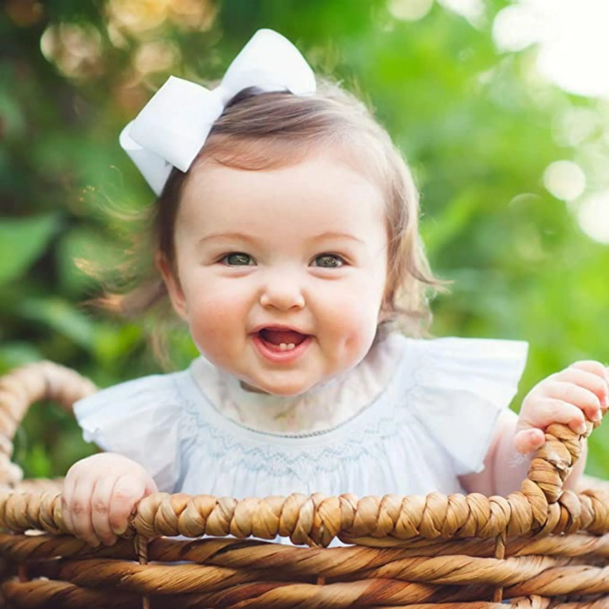 White Grosgrain Ribbon Hair Bow