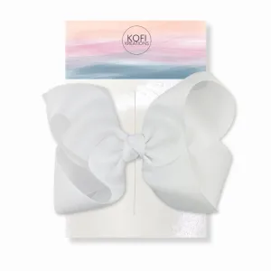 White Grosgrain Ribbon Hair Bow