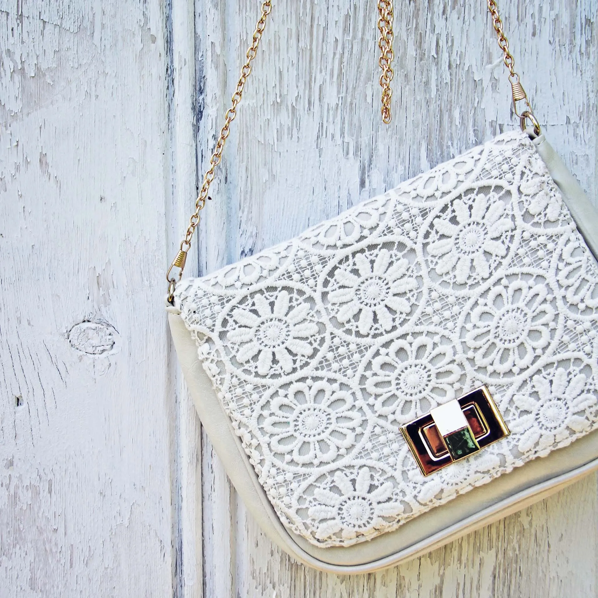 White Lilac Lace Tote
