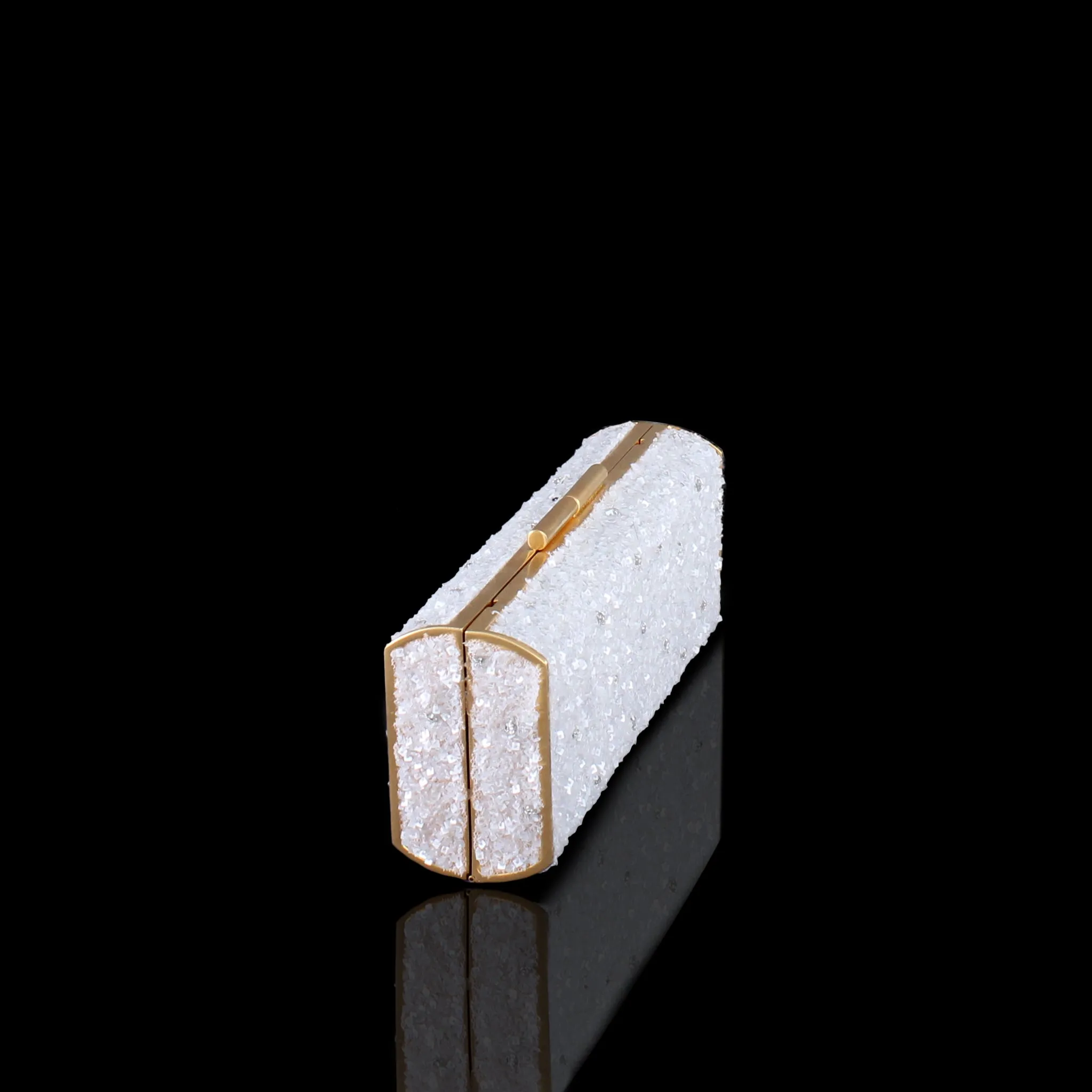 White Sequins and Crystals Clutch