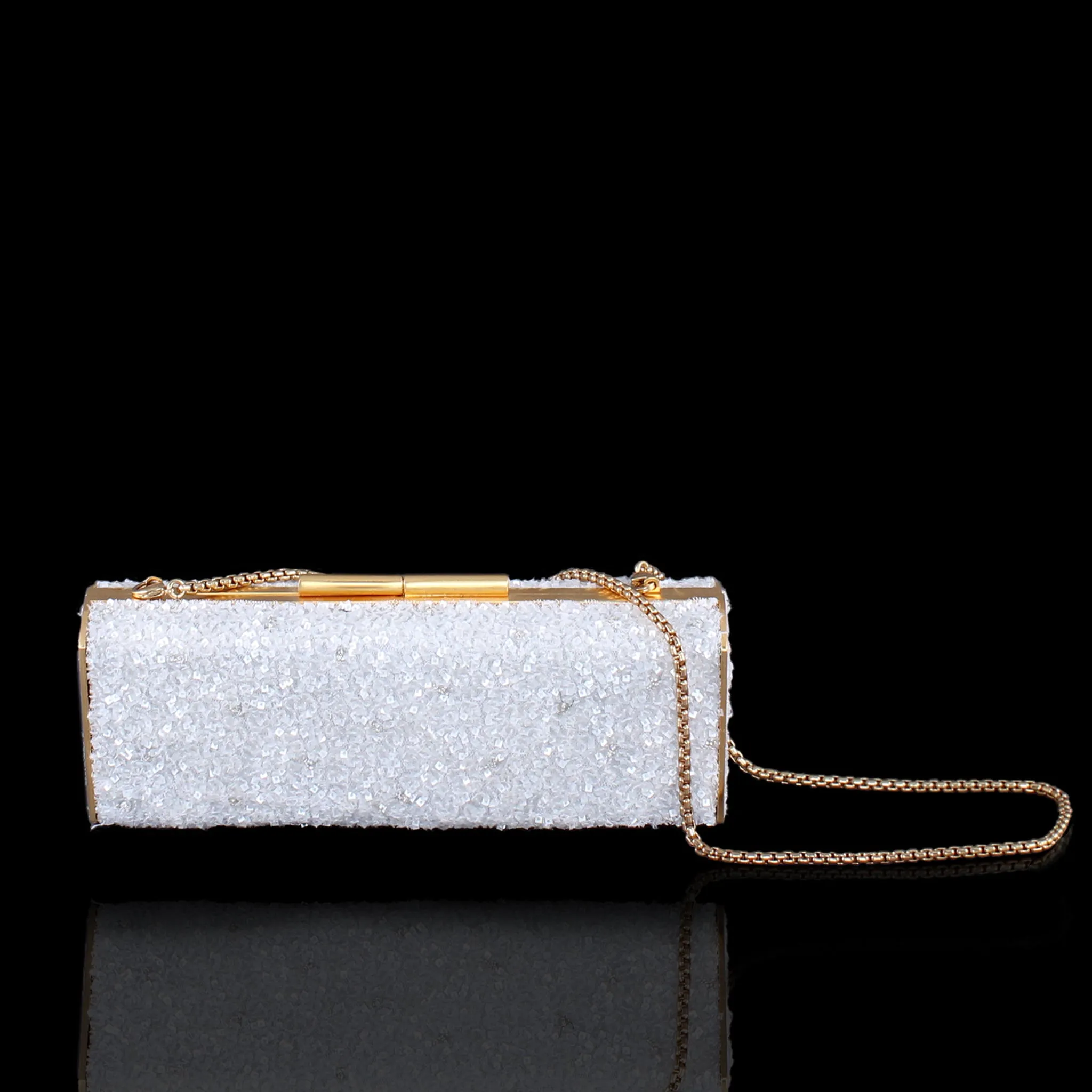 White Sequins and Crystals Clutch