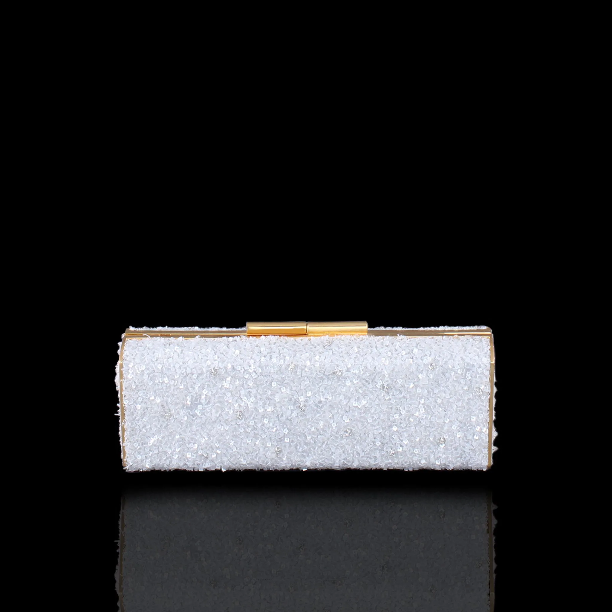 White Sequins and Crystals Clutch