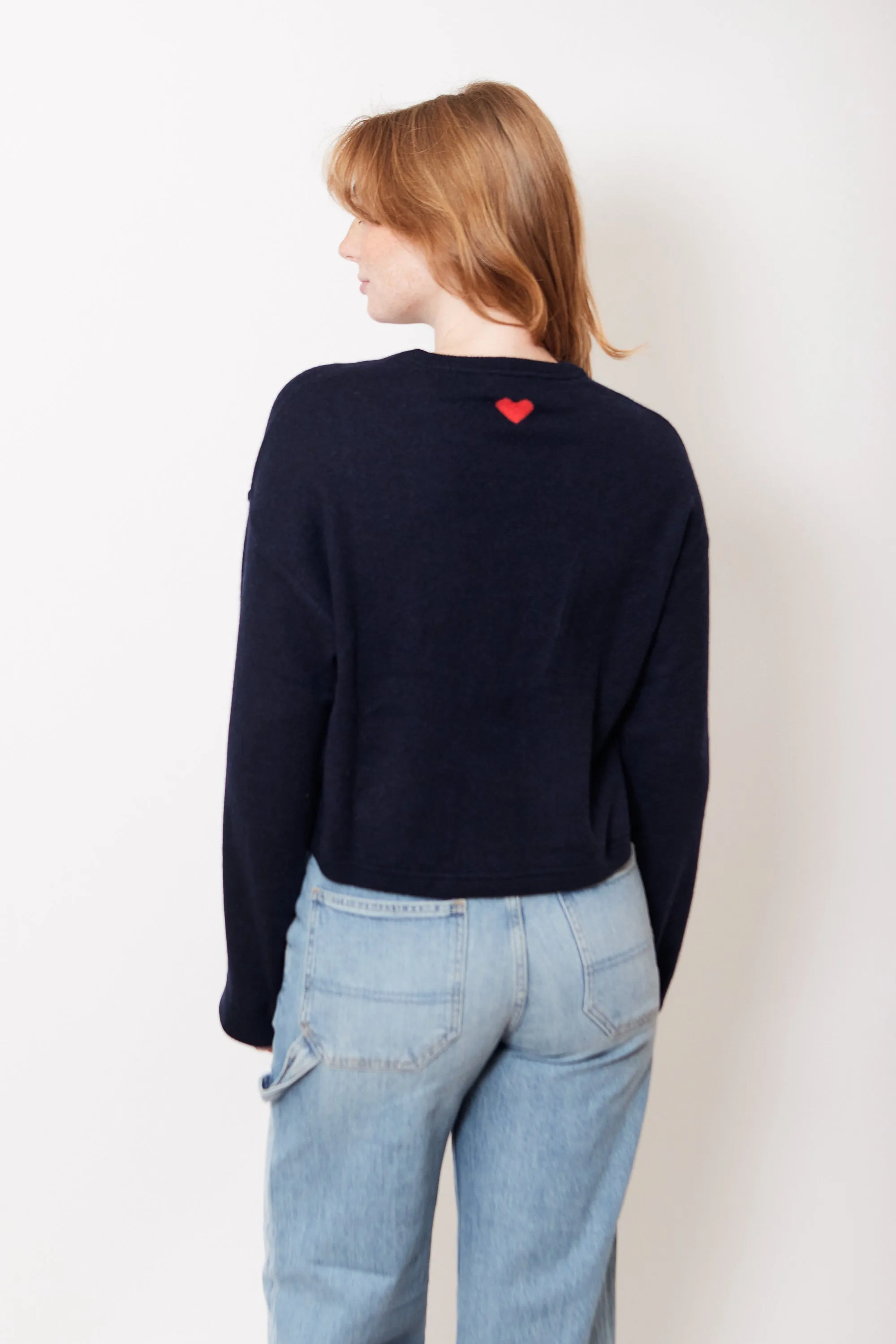 White   Warren Cashmere Mini Heart Sweatshirt